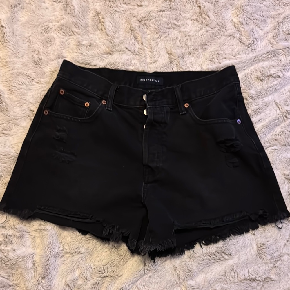 Aeropostale 90s high rise Black Distressed Women's Shorts